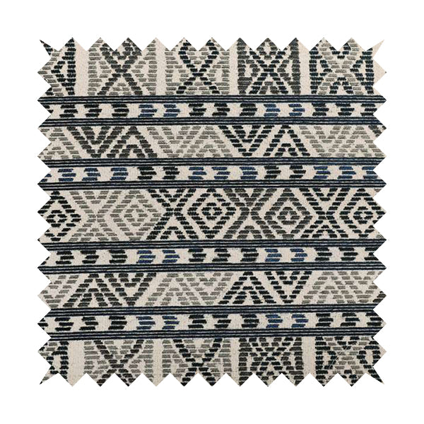 Tribal Aztec Pattern Blue Colour Chenille Upholstery Fabric JO-926 - Roman Blinds