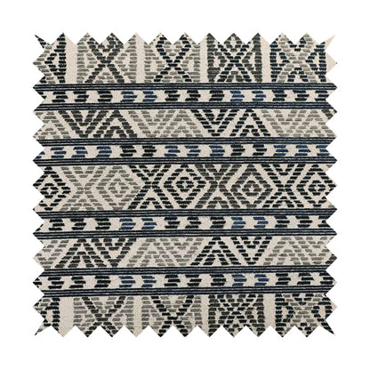 Tribal Aztec Pattern Blue Colour Chenille Upholstery Fabric JO-926 - Roman Blinds