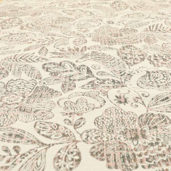 Floral Detailed Pattern In Pink Grey Colour Chenille Jacquard Furniture Fabric JO-929 - Roman Blinds