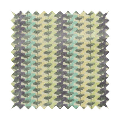 Ziani Cut Velvet Fabric In Geometric Pattern Winter Yellow Teal Purple Grey Colour JO-93 - Roman Blinds