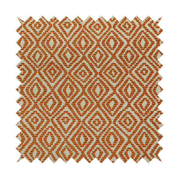 Geometric Diamond Modern Pattern In Orange Colour Chenille Upholstery Fabric JO-932 - Roman Blinds