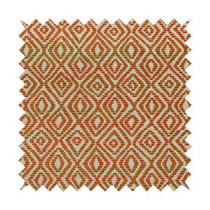 Geometric Diamond Modern Pattern In Orange Colour Chenille Upholstery Fabric JO-932 - Made To Measure Curtains