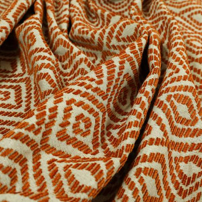 Geometric Diamond Modern Pattern In Orange Colour Chenille Upholstery Fabric JO-932 - Roman Blinds