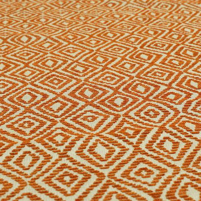 Geometric Diamond Modern Pattern In Orange Colour Chenille Upholstery Fabric JO-932 - Made To Measure Curtains