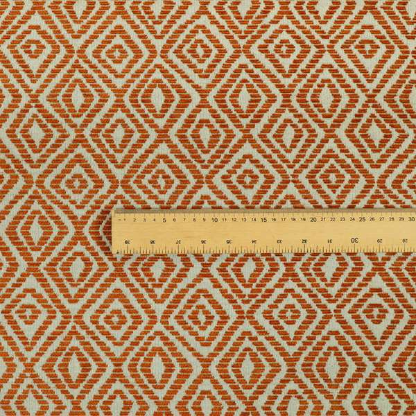 Geometric Diamond Modern Pattern In Orange Colour Chenille Upholstery Fabric JO-932 - Roman Blinds