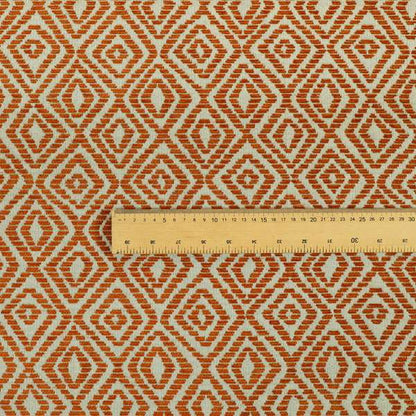 Geometric Diamond Modern Pattern In Orange Colour Chenille Upholstery Fabric JO-932 - Handmade Cushions