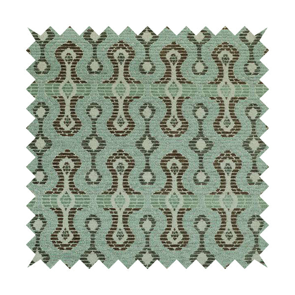 Small Geometric Pattern Aqua Blue Colour Chenille Upholstery Fabric JO-934 - Roman Blinds