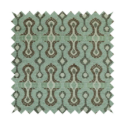 Small Geometric Pattern Aqua Blue Colour Chenille Upholstery Fabric JO-934 - Made To Measure Curtains