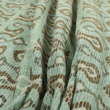 Small Geometric Pattern Aqua Blue Colour Chenille Upholstery Fabric JO-934 - Made To Measure Curtains