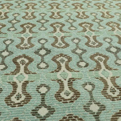 Small Geometric Pattern Aqua Blue Colour Chenille Upholstery Fabric JO-934 - Made To Measure Curtains