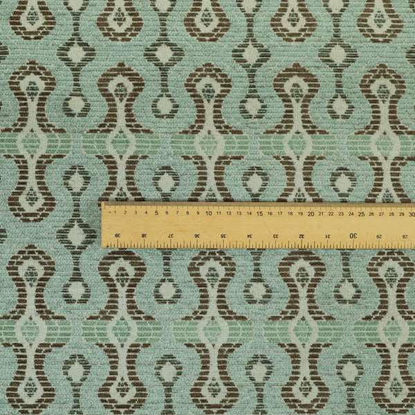 Small Geometric Pattern Aqua Blue Colour Chenille Upholstery Fabric JO-934 - Made To Measure Curtains