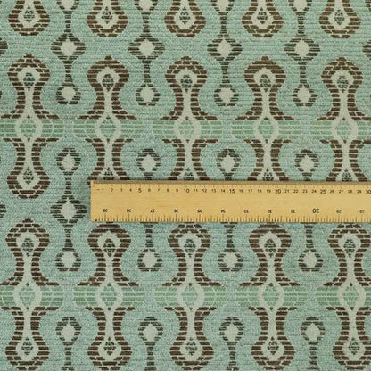 Small Geometric Pattern Aqua Blue Colour Chenille Upholstery Fabric JO-934 - Made To Measure Curtains