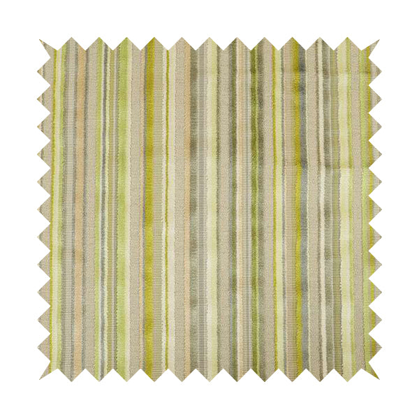 Striped Pattern In Green Grey Colour Velvet Upholstery Fabric JO-935 - Made To Measure Curtains