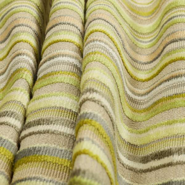 Striped Pattern In Green Grey Colour Velvet Upholstery Fabric JO-935 - Roman Blinds