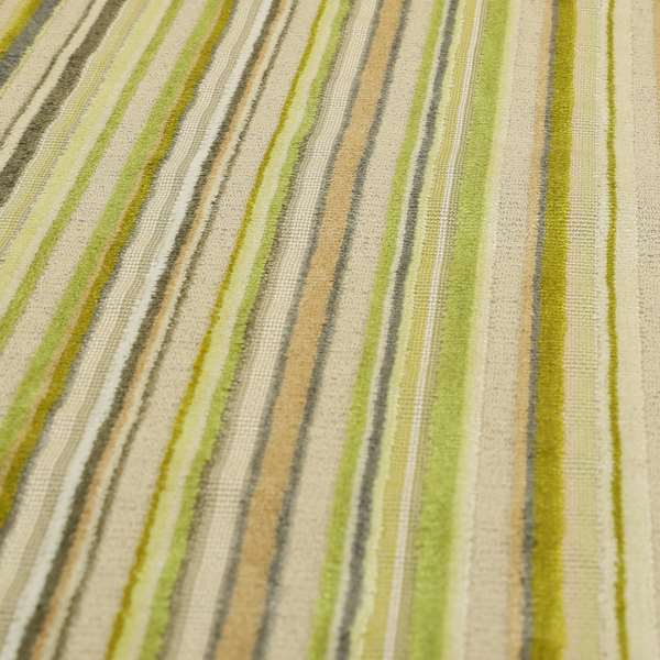 Striped Pattern In Green Grey Colour Velvet Upholstery Fabric JO-935 - Roman Blinds