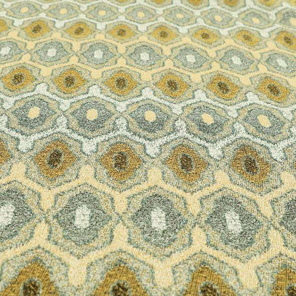 Decorative Weave Geometric Yellow Blue Colour Pattern Jacquard Fabric JO-940