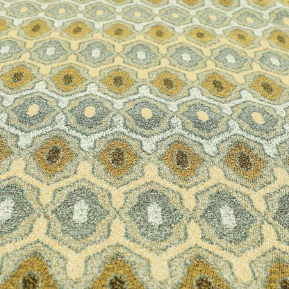 Decorative Weave Geometric Yellow Blue Colour Pattern Jacquard Fabric JO-940 - Made To Measure Curtains