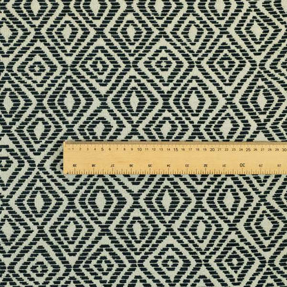 Geometric Diamond Modern Pattern In Dark Blue Colour Chenille Upholstery Fabric JO-941 - Roman Blinds