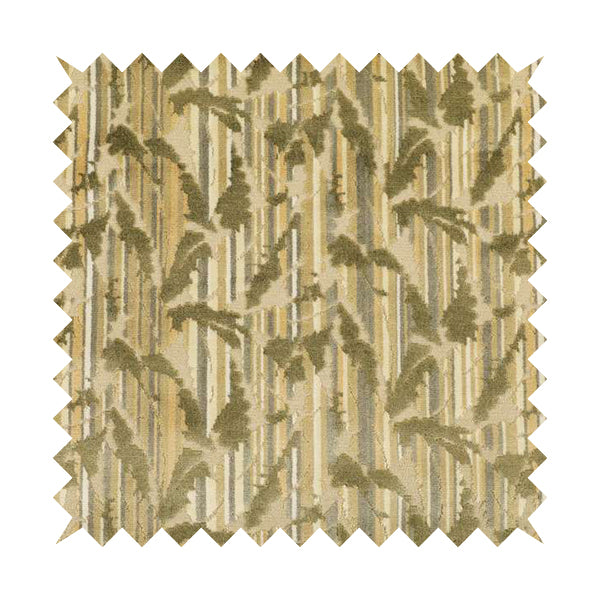 Falling Leaves Pattern In Green Brown Colour Velvet Upholstery Fabric JO-943 - Made To Measure Curtains