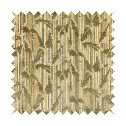 Falling Leaves Pattern In Green Brown Colour Velvet Upholstery Fabric JO-943 - Made To Measure Curtains