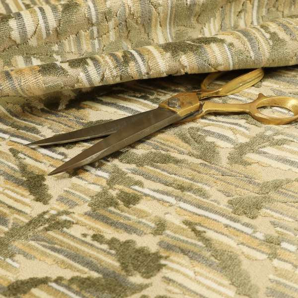 Falling Leaves Pattern In Green Brown Colour Velvet Upholstery Fabric JO-943 - Roman Blinds