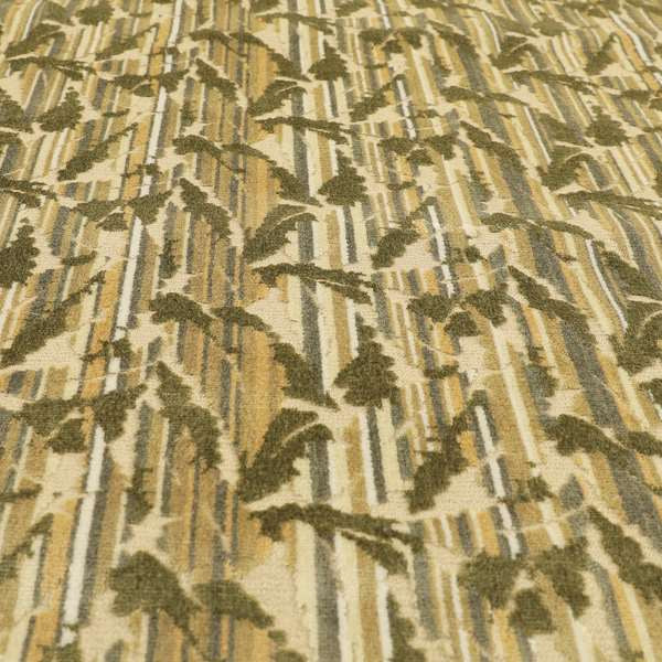 Falling Leaves Pattern In Green Brown Colour Velvet Upholstery Fabric JO-943 - Roman Blinds