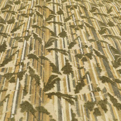 Falling Leaves Pattern In Green Brown Colour Velvet Upholstery Fabric JO-943 - Made To Measure Curtains