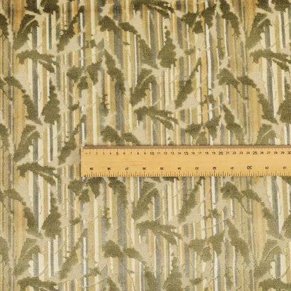 Falling Leaves Pattern In Green Brown Colour Velvet Upholstery Fabric JO-943 - Made To Measure Curtains