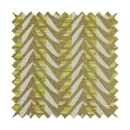 Modern V Pattern In Brown Green Colour Chenille Upholstery Fabric JO-944 - Roman Blinds