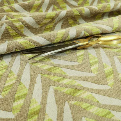 Modern V Pattern In Brown Green Colour Chenille Upholstery Fabric JO-944 - Roman Blinds