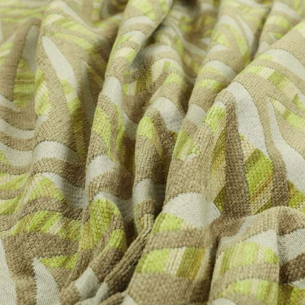 Modern V Pattern In Brown Green Colour Chenille Upholstery Fabric JO-944 - Roman Blinds