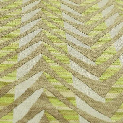 Modern V Pattern In Brown Green Colour Chenille Upholstery Fabric JO-944 - Roman Blinds