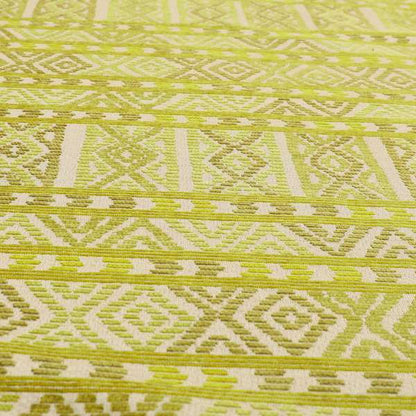 Tribal Aztec Pattern Green Colour Chenille Upholstery Fabric JO-949 - Made To Measure Curtains