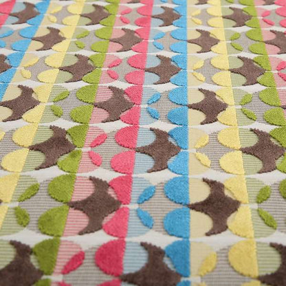 Ziani Designer Eclipse Pattern In Vibrant Yellow Blue Brown Red Colour Velvet Upholstery Fabric JO-95 - Handmade Cushions