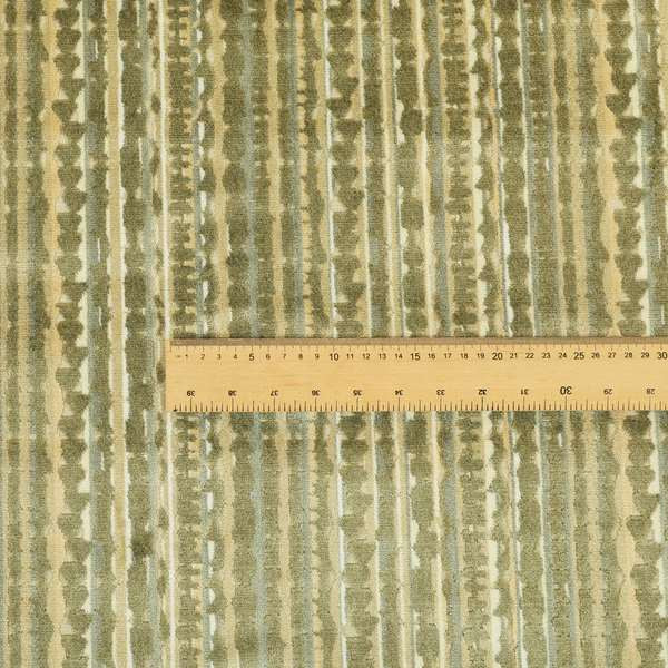 Faded Striped Pattern In Green Grey Colour Velvet Upholstery Fabric JO-950 - Roman Blinds