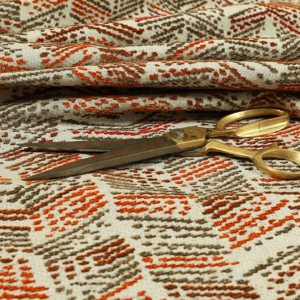 Small Stripe Pattern Orange Red Colour Chenille Upholstery Fabric JO-952 - Roman Blinds