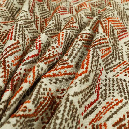 Small Stripe Pattern Orange Red Colour Chenille Upholstery Fabric JO-952 - Handmade Cushions