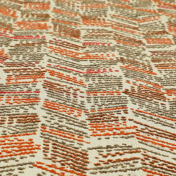 Small Stripe Pattern Orange Red Colour Chenille Upholstery Fabric JO-952 - Made To Measure Curtains