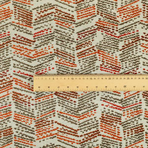 Small Stripe Pattern Orange Red Colour Chenille Upholstery Fabric JO-952 - Roman Blinds