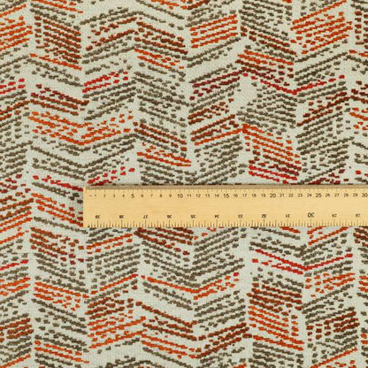 Small Stripe Pattern Orange Red Colour Chenille Upholstery Fabric JO-952 - Made To Measure Curtains