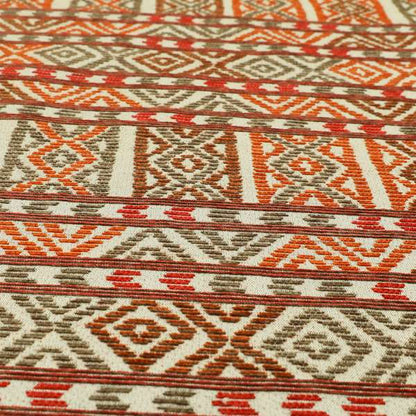 Tribal Aztec Pattern Orange Red Colour Chenille Upholstery Fabric JO-955 - Roman Blinds