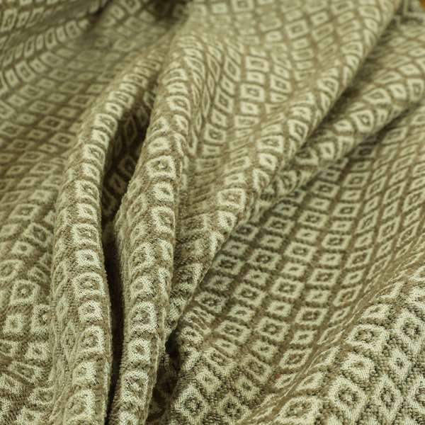 Small Diamond Geometric Pattern In Brown Colour Chenille Upholstery Furnishing Fabric JO-956 - Made To Measure Curtains