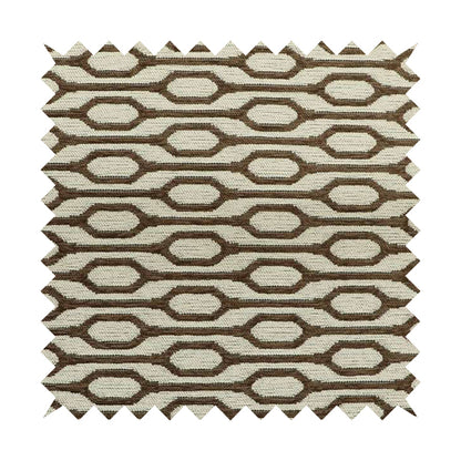 White Brown Colour Eclipsed Stripe Pattern Chenille Upholstery Fabric JO-958 - Roman Blinds