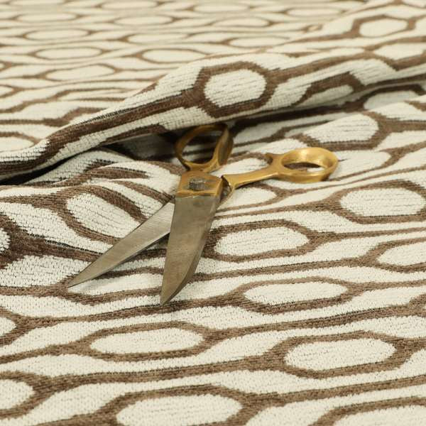 White Brown Colour Eclipsed Stripe Pattern Chenille Upholstery Fabric JO-958 - Handmade Cushions