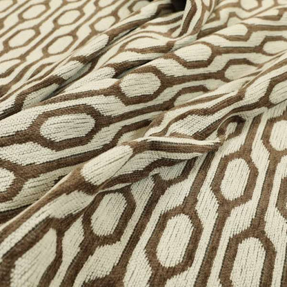 White Brown Colour Eclipsed Stripe Pattern Chenille Upholstery Fabric JO-958 - Handmade Cushions