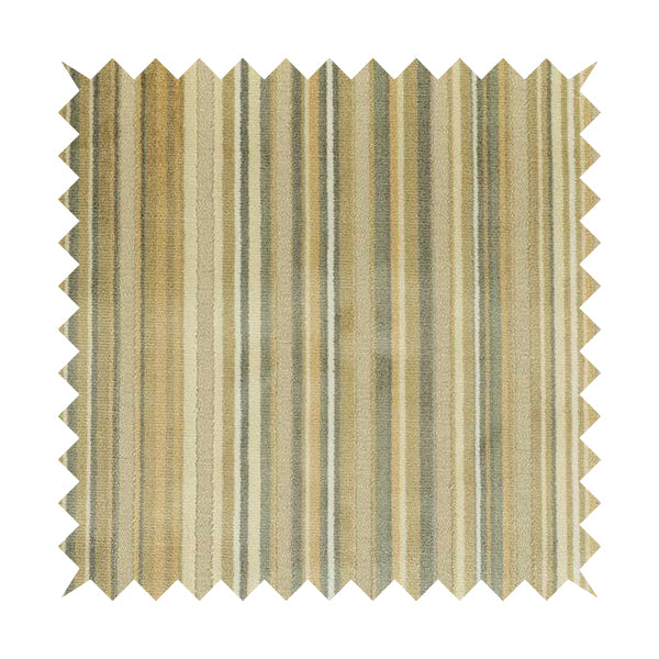 Striped Pattern In Beige Grey Colour Velvet Upholstery Fabric JO-959 - Made To Measure Curtains