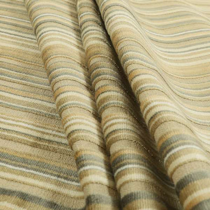 Striped Pattern In Beige Grey Colour Velvet Upholstery Fabric JO-959