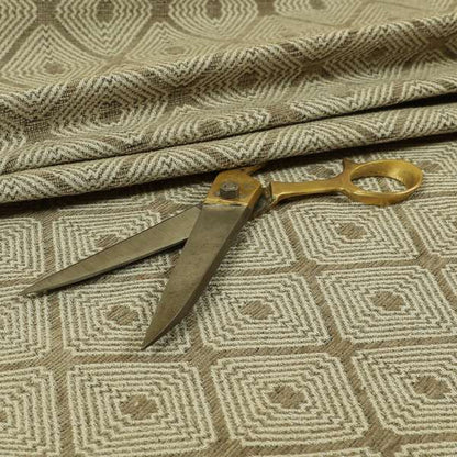 Geometric Pattern In Brown Colour Chenille Upholstery Furnishing Fabric JO-960 - Made To Measure Curtains