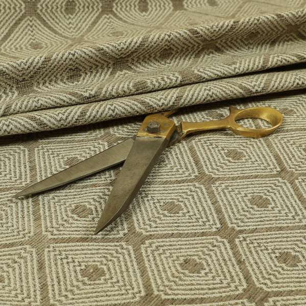 Geometric Pattern In Brown Colour Chenille Upholstery Furnishing Fabric JO-960 - Handmade Cushions