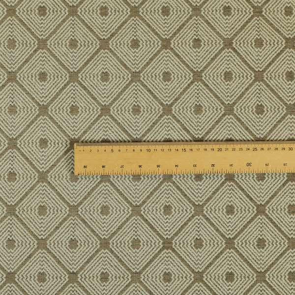 Geometric Pattern In Brown Colour Chenille Upholstery Furnishing Fabric JO-960 - Made To Measure Curtains